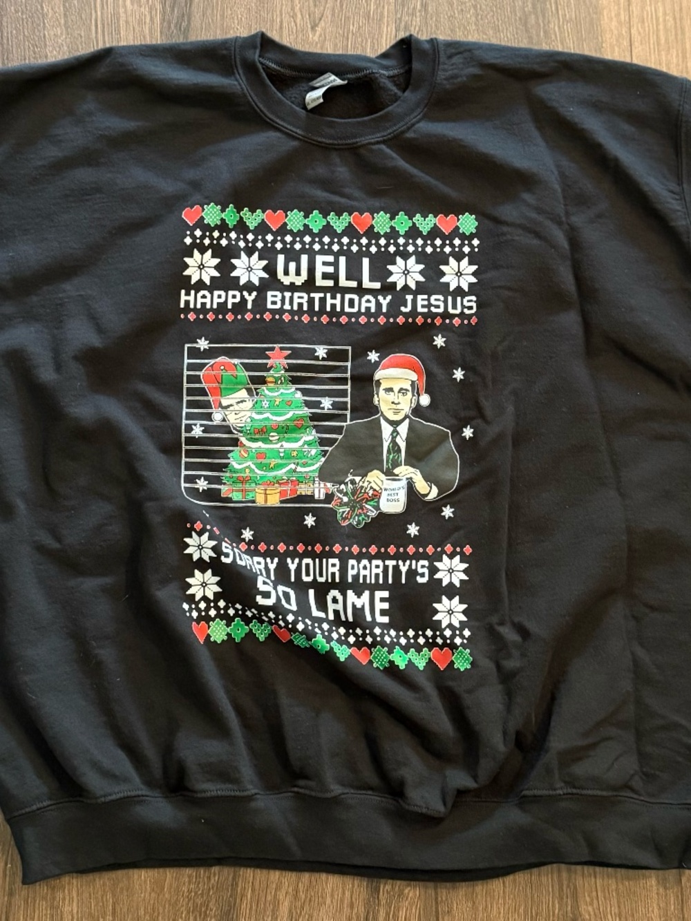Gildan Men's Big & Tall Novelty Christmas Sweatshirt - Black - Size 4XL